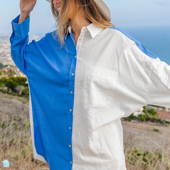 BiBi Oversized Color Block Shirt - Picture 2 of 5